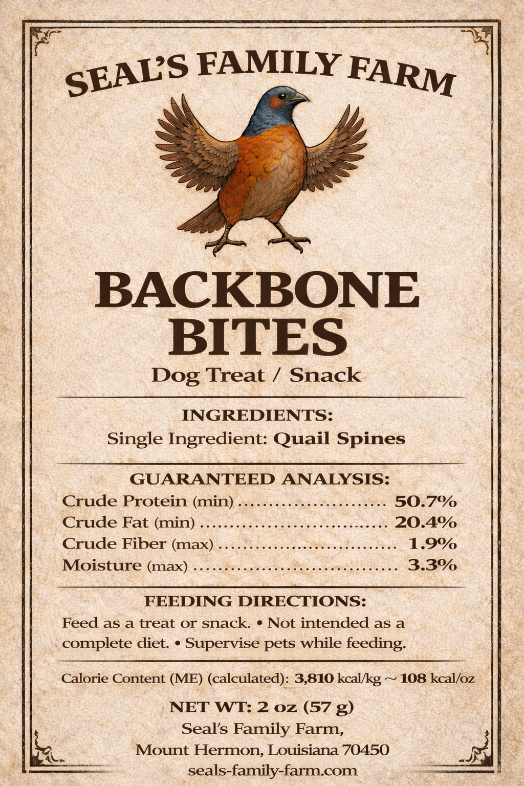 Backbone Bites - Quail Dog Treats