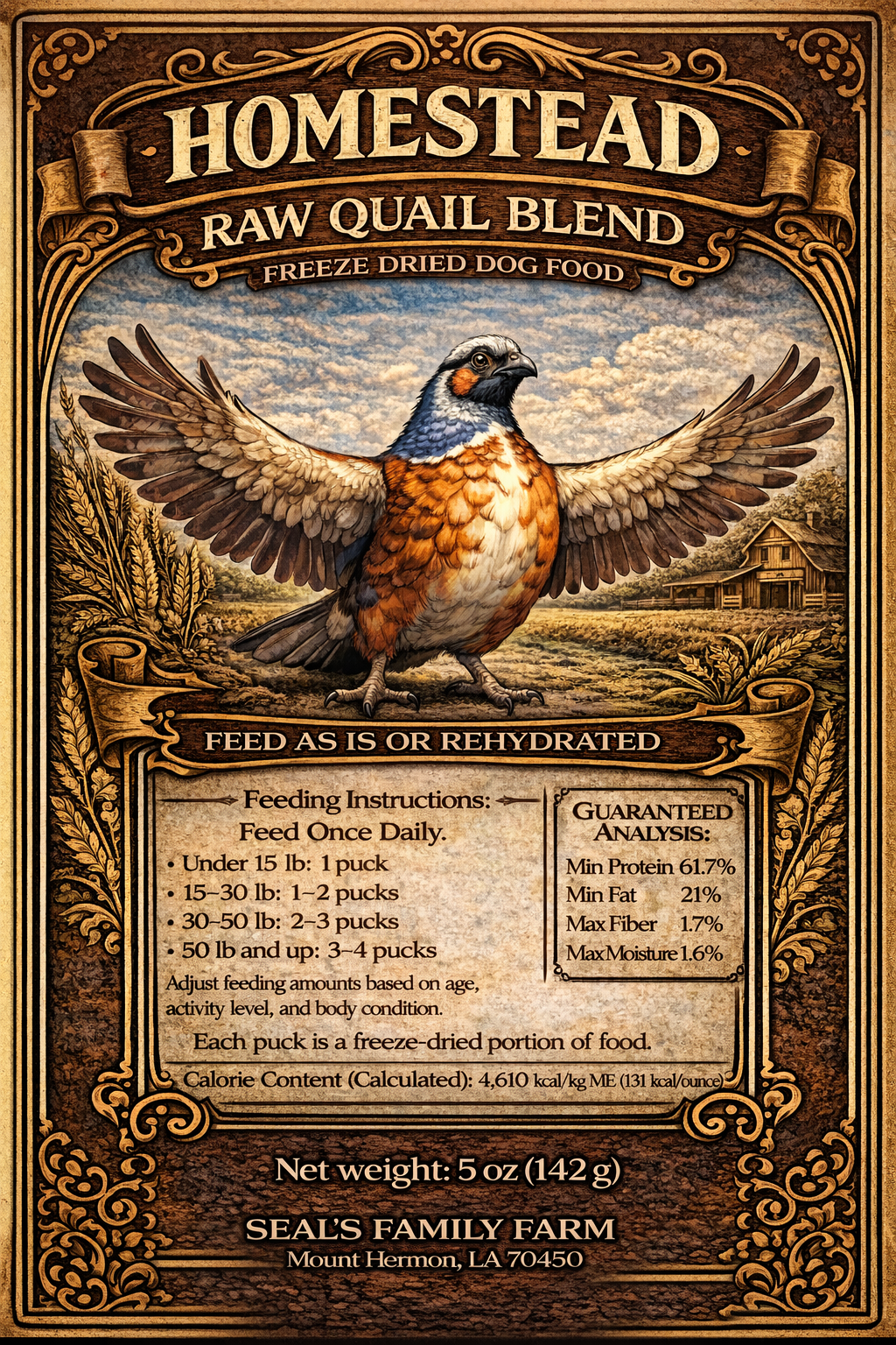 Homestead Raw Quail Blend - Freeze Dried Dog Food